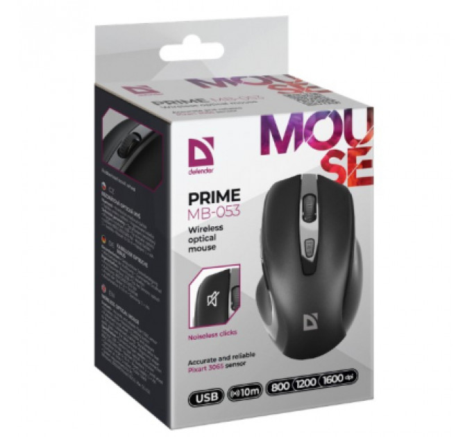 Мишка Defender Prime MB-053 Silent Wireless Black (52053)