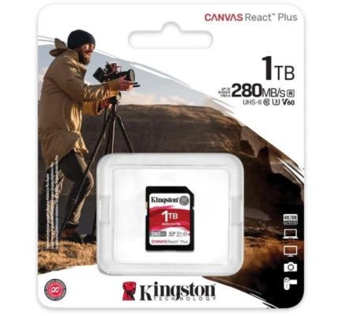 Kingston Карта пам'яті Kingston 1TB SDXC class 10 UHS-II U3 Canvas React Plus (SDR2V6/1TB)