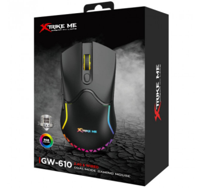 Мишка Xtrike ME GW-610 Wireless RGB Black (GW-610)