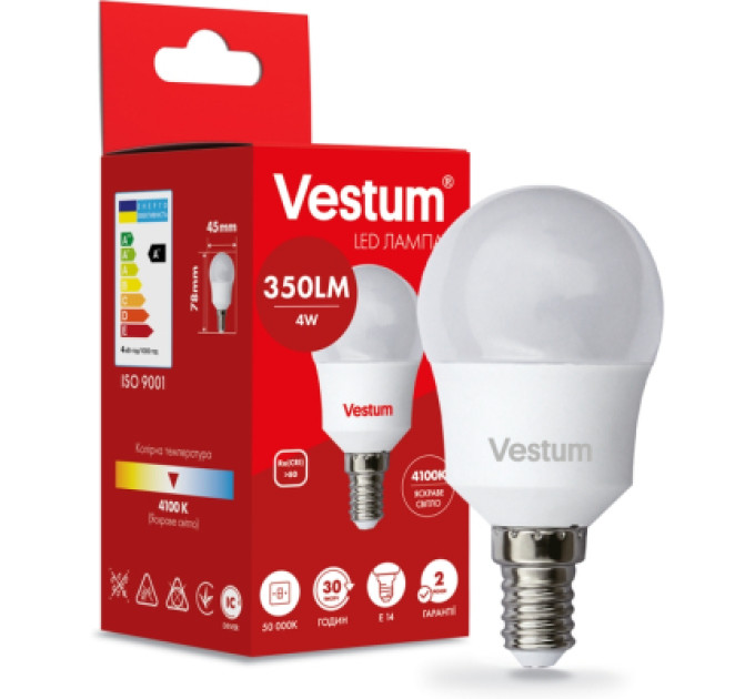 Vestum Лампочка Vestum G45 4W 4100K 220V E14 (1-VS-1207)