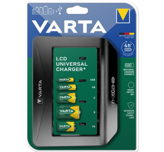 Varta Зарядний пристрій для акумуляторів Varta LCD universal Charger Plus (57688101401)