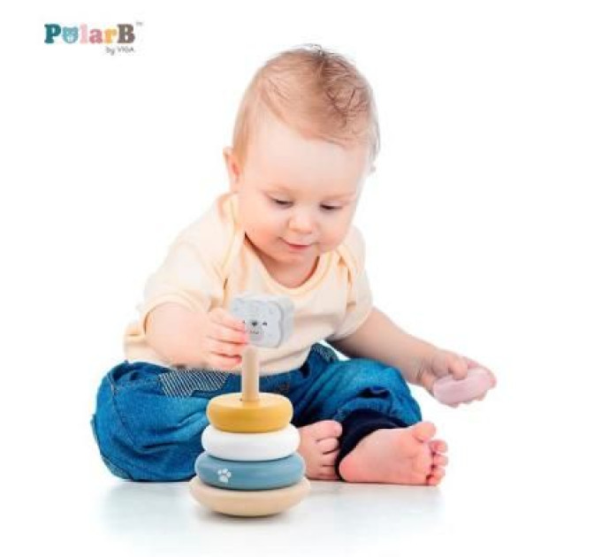 Viga Toys Розвиваюча іграшка Viga Toys Пірамідка PolarB Білий ведмідь (44005)