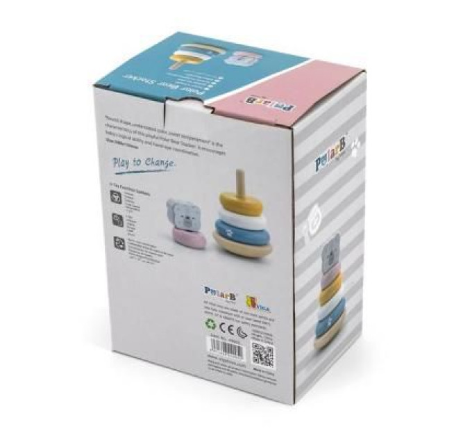 Viga Toys Розвиваюча іграшка Viga Toys Пірамідка PolarB Білий ведмідь (44005)