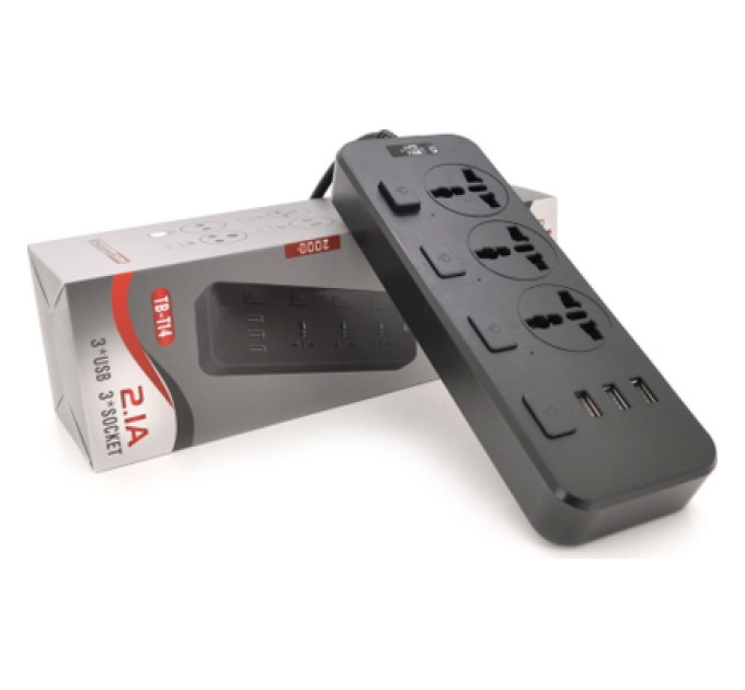 Voltronic Мережевий фільтр живлення Voltronic TВ-Т14, 3роз, 3*USB Black (ТВ-Т14-Black)