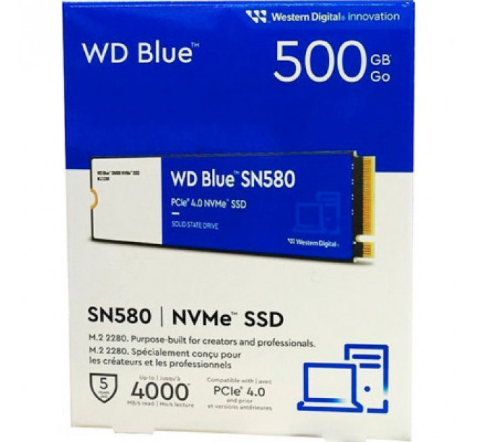 Накопичувач SSD M.2 2280 500GB SN580 Blue WD (WDS500G3B0E)