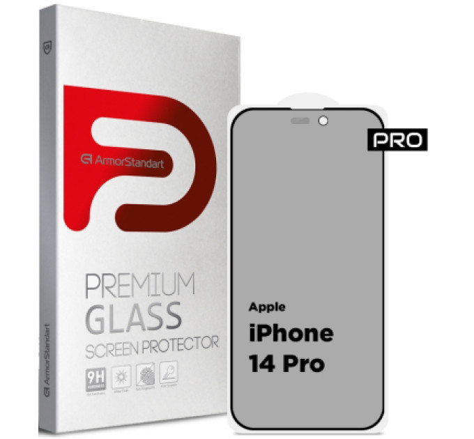 Скло захисне Armorstandart Pro Anti-spy Matte Apple iPhone 14 Pro Black (ARM68604)