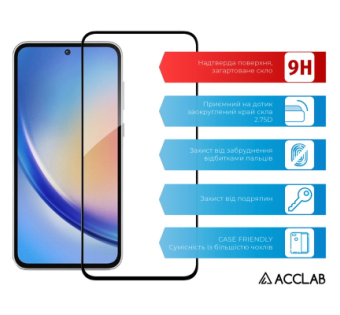 ACCLAB Скло захисне ACCLAB Full Glue Samsung A35 Black (1283126588778)