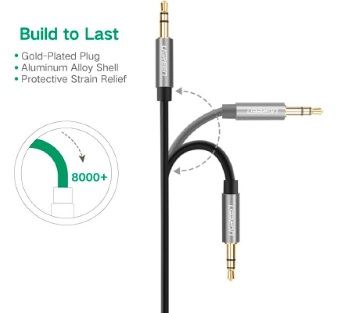 Кабель мультимедійний 3.5mm M to 3.5mm M 0.5m AV119 black Ugreen (10732)