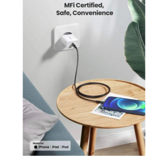 Дата кабель USB-C to Lightning 2.0m 3A US171 black UGREEN (60752)