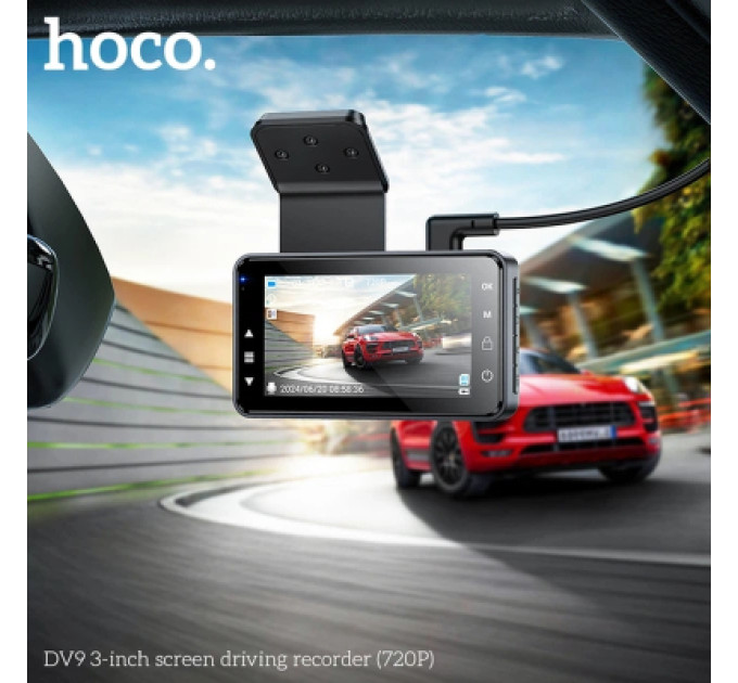 Відеореєстратор HOCO DV9 3-inch screen driving recorder (720P) Metal Gray (6942007633345)