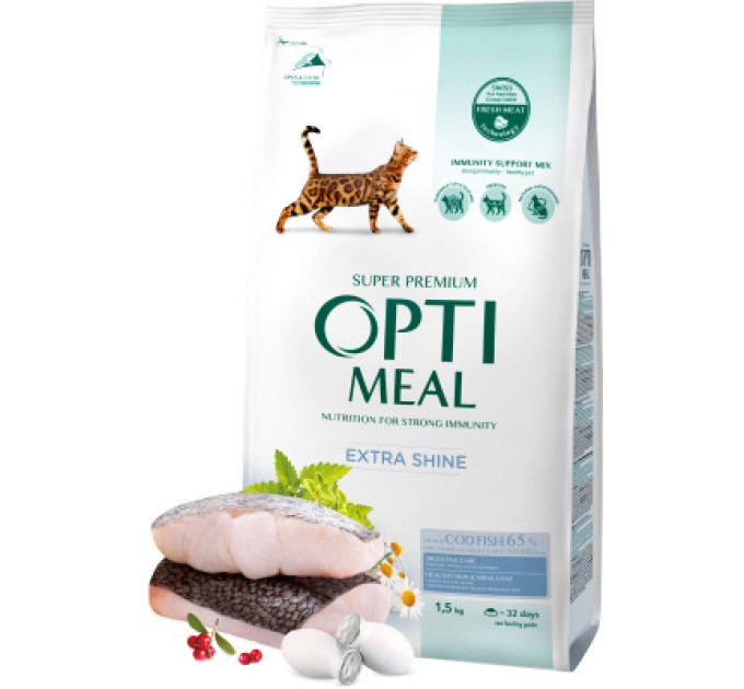 Optimeal Сухий корм для кішок Optimeal з високим вмістом тріски 1.5 кг (4820215369657)
