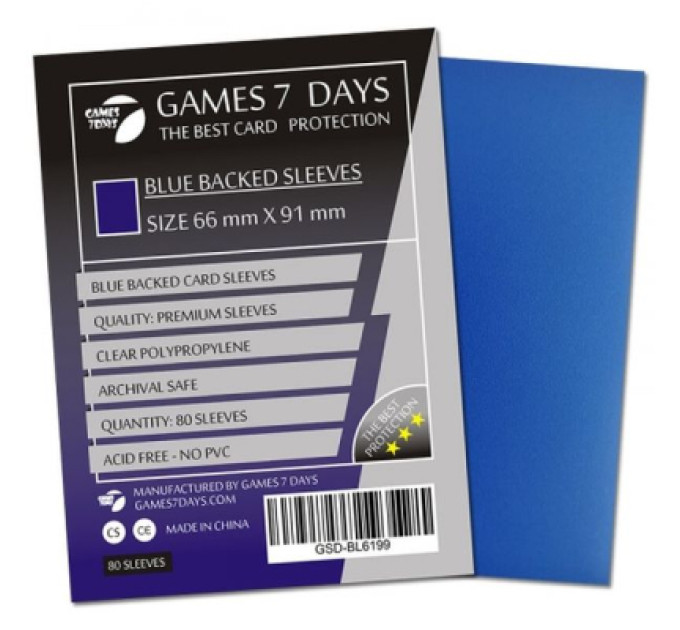 Games 7 Days Протектор для карт Games 7 Days 66 х 91 мм, MTG, 80 шт Blue (PREMIUM) (GSD-BL6691)