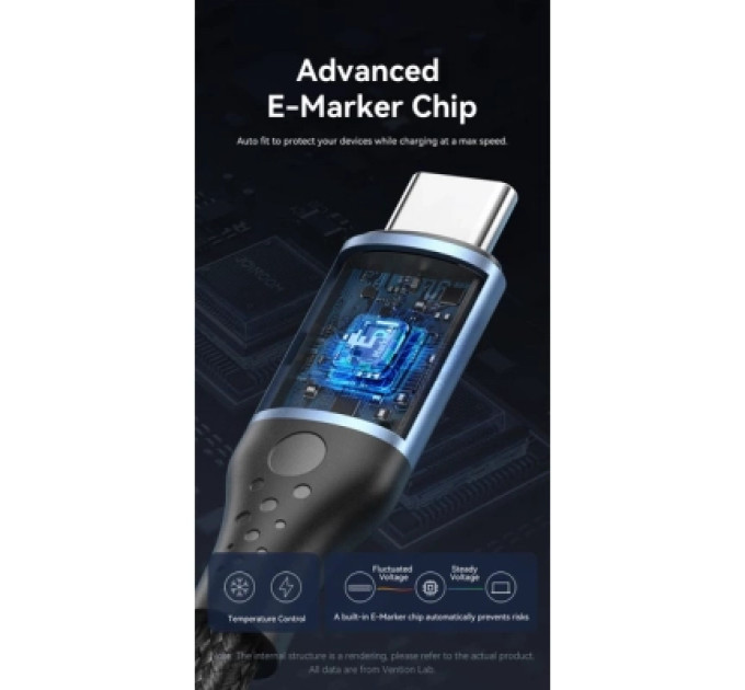Vention Дата кабель USB 2.0 C Male to C Male 240W Cable 1.5M Black Aluminum Alloy Type VENTION (TREBG)