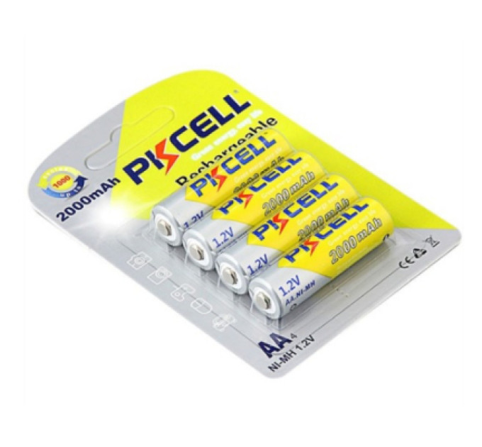 PkCell Акумулятор AA R6 2000mAh 1.2V NiMH Rechargeable Battery, 4шт/бл PkCell (PC/AA2000-4BR)