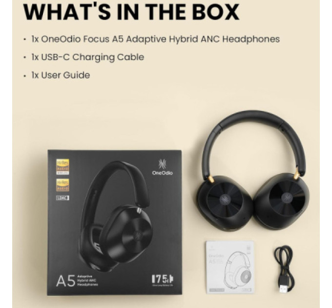 OneOdio Навушники OneOdio A5 Bluetooth/ANC Black (A5 Black)