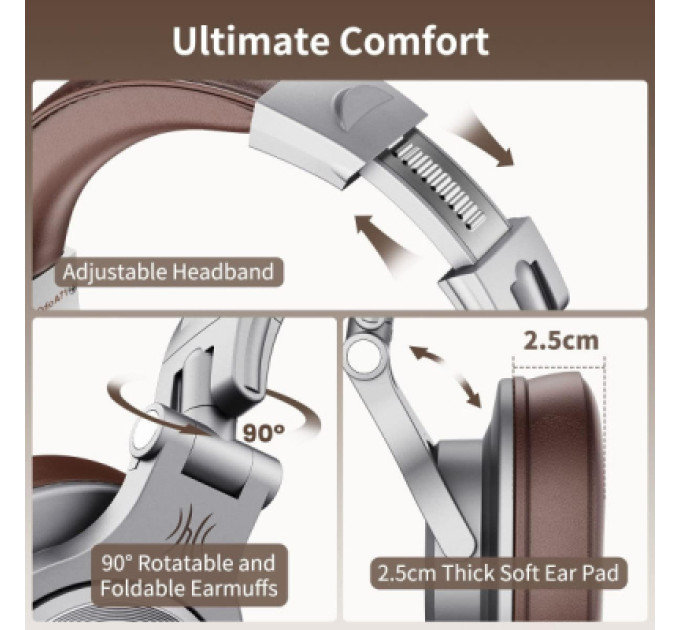OneOdio Навушники OneOdio A71 3,5мм/6,35мм Silver/Brown (A71 Silver Brown)