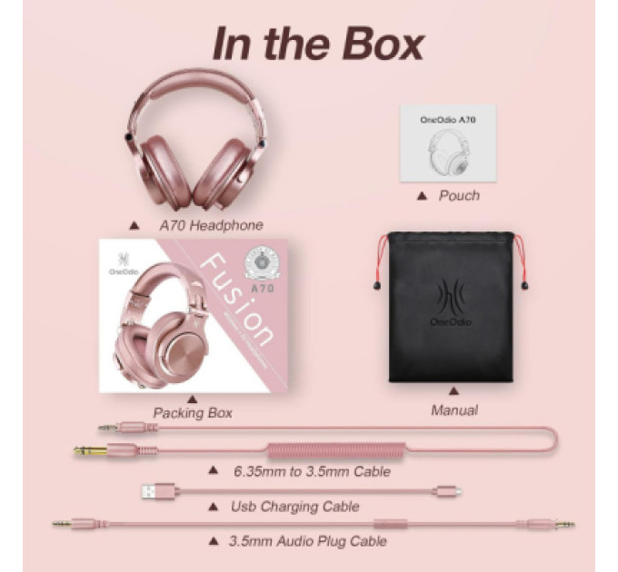 OneOdio Навушники OneOdio Fusion A70 Bluetooth+3,5мм/6,35мм Rose/Gold (A70 Rose Gold)