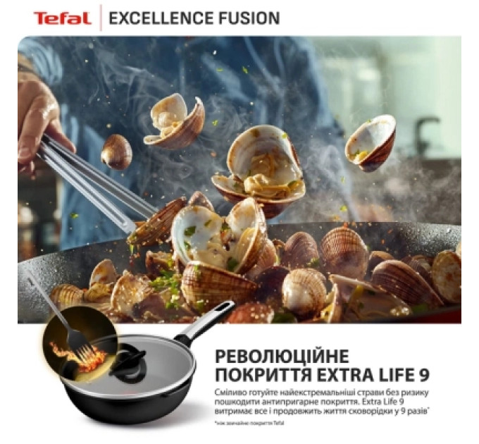 Tefal Сковорода Tefal Excellence Fusion з кришкою 24см чорний (G3388402)