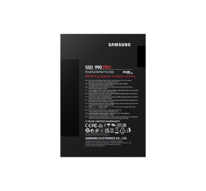 Samsung SSD-накопичувач  Samsung 990 Pro 2280 PCIe 4.0 x4 NVMe 2.0 (MZ-V9P4T0BW)