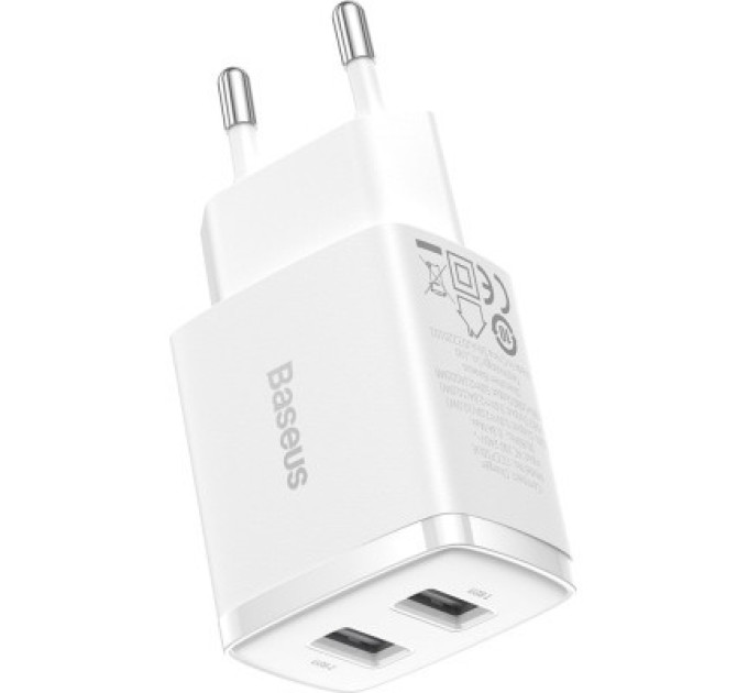Зарядний пристрій Baseus Compact Charger 2U White (CCXJ010202)