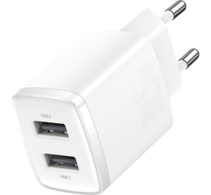 Зарядний пристрій Baseus Compact Charger 2U White (CCXJ010202)