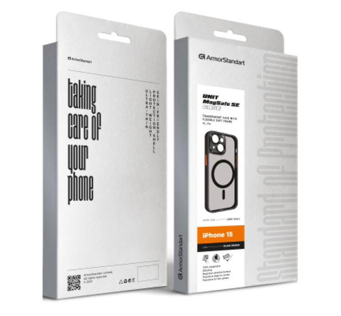 Чохол до мобільного телефона Armorstandart Unit MagSafe SE Apple iPhone 15 Black Orange (ARM75361)