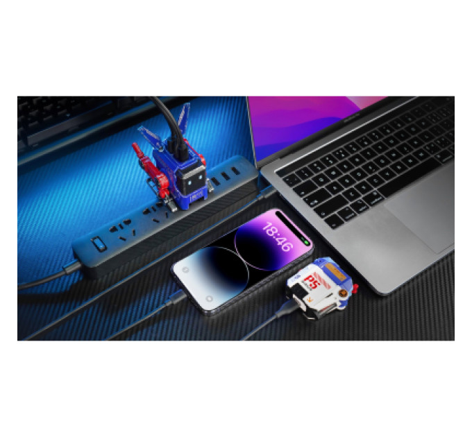 Зарядний пристрій GravaStar Alpha65 65Вт 2XUSB-C/USB-A War-Damaged Blue (GRAVASTARA65_OPP_EUK)