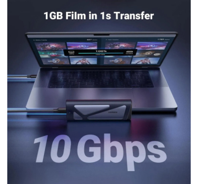 Кишеня зовнішня UGREEN USB 3.2 Gen 2 to M.2 NVMe/SATA 10Gbps UASP TRIM CM767 gray (15813)