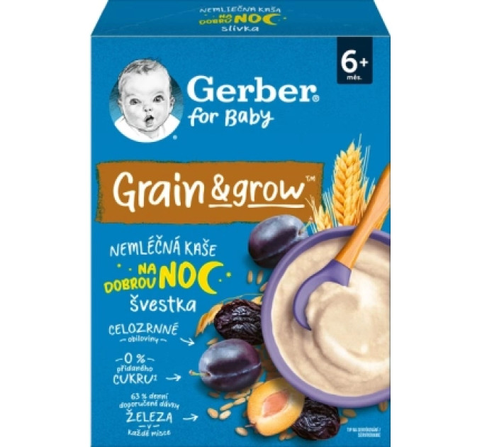 Дитяча каша Gerber Безмолочна вівсяно-пшенична з чорносливом з 6 місяців 200 г (1100428)
