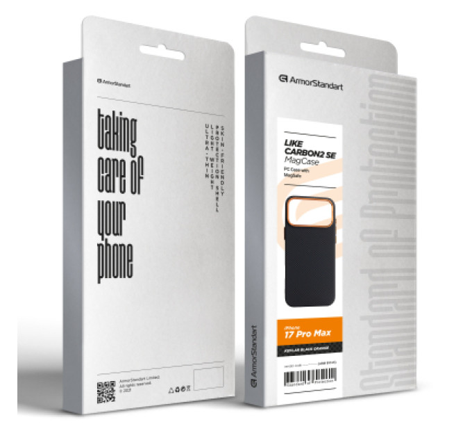 Armorstandart Чохол до мобільного телефона Armorstandart LikeCarbon2 SE MagCase Apple iPhone 17 Pro Max Kevlar Black Orange (ARM89165)