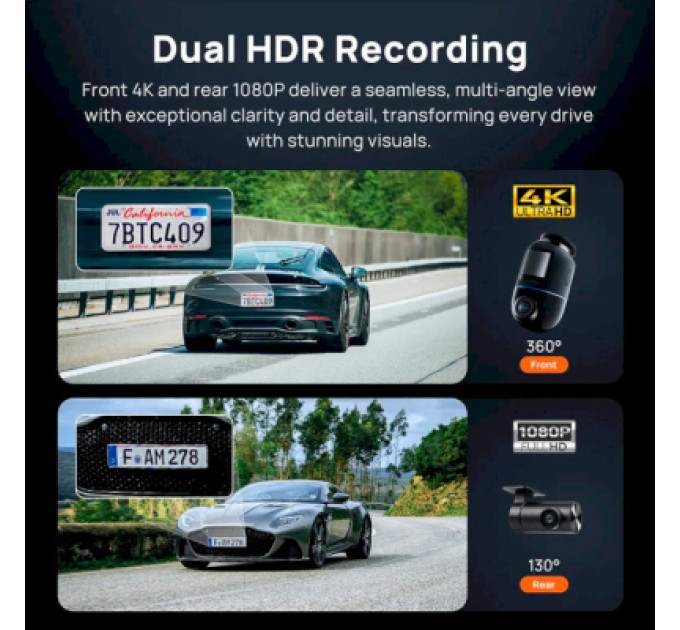 Відеореєстратор Xiaomi 70mai Dash Cam X800-2 Omni 128GB Black +RC14 Rear Camera Set (1152147)