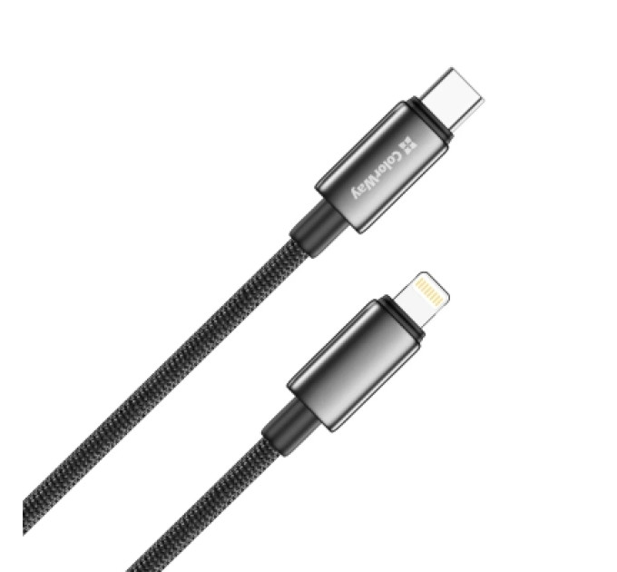 ColorWay Дата кабель USB-C to Lightning 2.0m PD30W zinc alloy braided black ColorWay (CW-CBPDCL099-BK)