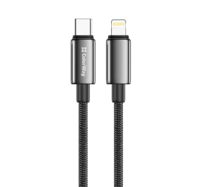 ColorWay Дата кабель USB-C to Lightning 2.0m PD30W zinc alloy braided black ColorWay (CW-CBPDCL099-BK)