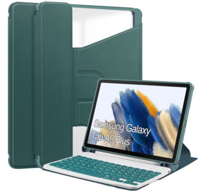 Чохол до планшета BeCover Keyboard 360° Rotatable Samsung Tab A9 Plus SM-X210/SM-X215/SM-X216 11.0" Dark Green (710331)