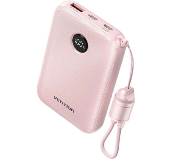 Батарея універсальна Vention 10000mAh, 22.5W, PD, QC, Pink (FKAP0-C)