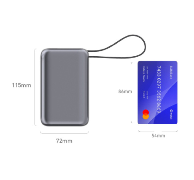 Батарея універсальна Vinga 30000 mAh 65W Display Cable (VPBB3065C)