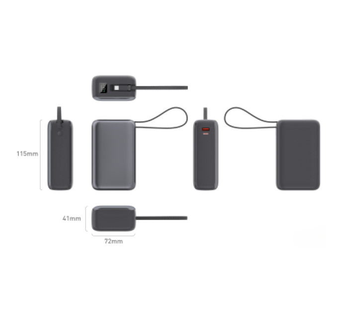 Батарея універсальна Vinga 30000 mAh 65W Display Cable (VPBB3065C)