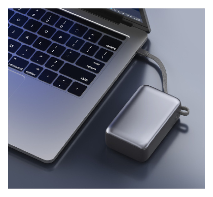 Батарея універсальна Vinga 30000 mAh 65W Display Cable (VPBB3065C)