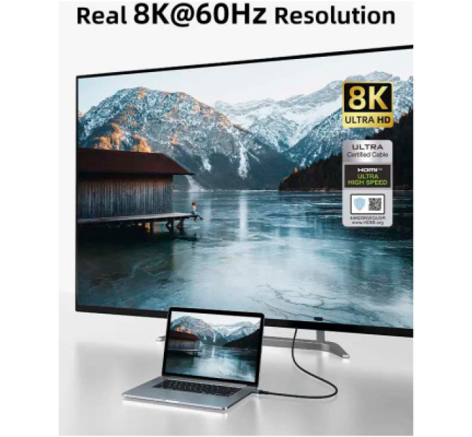 Кабель мультимедійний HDMI M to HDMI M 1.0m V2.1 8K60Hz Cabletime (CA915835)