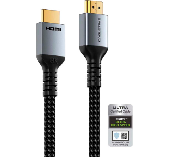 Кабель мультимедійний HDMI M to HDMI M 1.0m V2.1 8K60Hz Cabletime (CA915835)