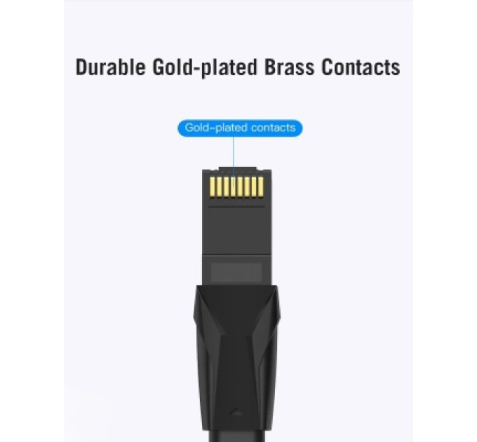 Патч-корд Flat Cat.6 UTP Patch Cable 0.75M Black VENTION (IBABE)