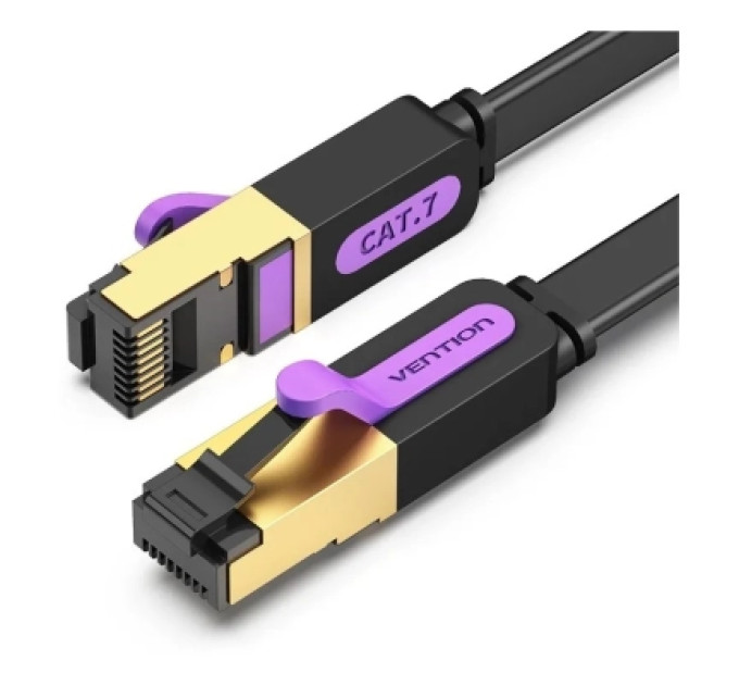 Vention Патч-корд Flat Cat.7 Patch Cable 1M Black VENTION (ICABF)