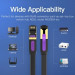 Vention Патч-корд Flat Cat.7 Patch Cable 1M Black VENTION (ICABF)