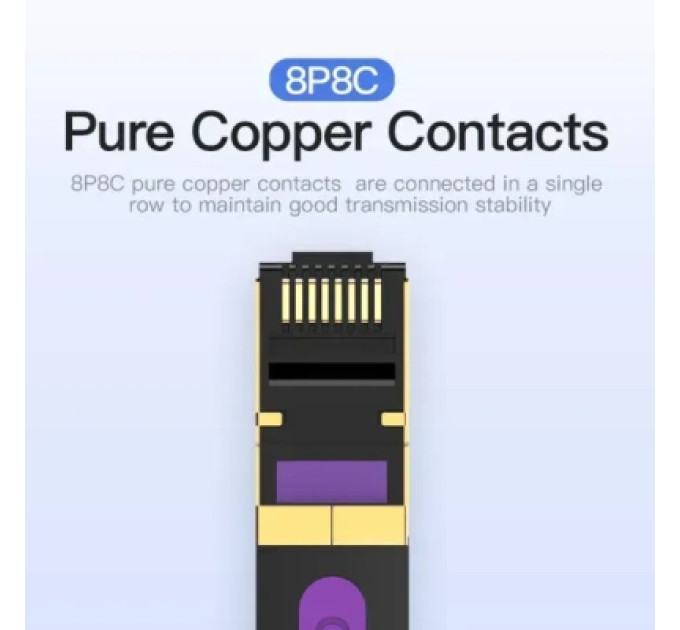 Патч-корд Flat Cat.7 Patch Cable 3M Black VENTION (ICABI)