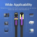 Патч-корд Flat Cat.7 Patch Cable 3M Black VENTION (ICABI)