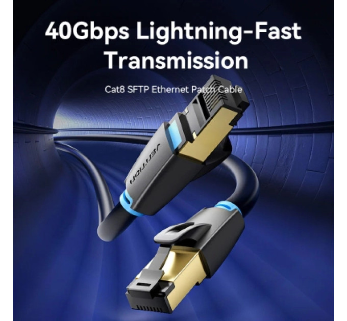 Патч-корд Cat.8 SFTP Patch Cable 1M Black VENTION (IKABF)