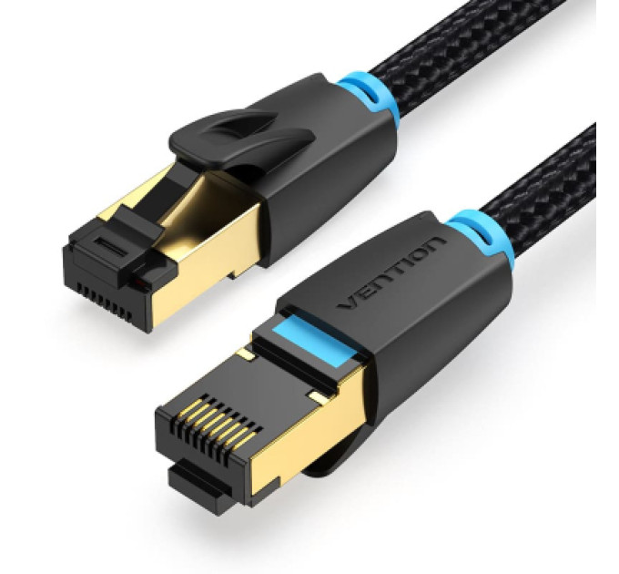 Патч-корд Cotton Braided Cat.8 SFTP Patch Cable 0.5M Black VENTION (IKGBD)