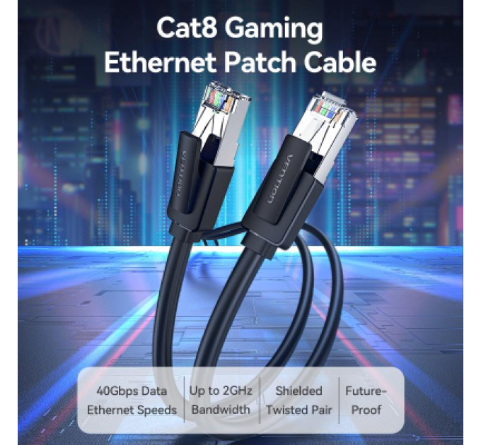 Патч-корд Cat8 SFTP Patch Cable 3M Black VENTION (IKKBI)