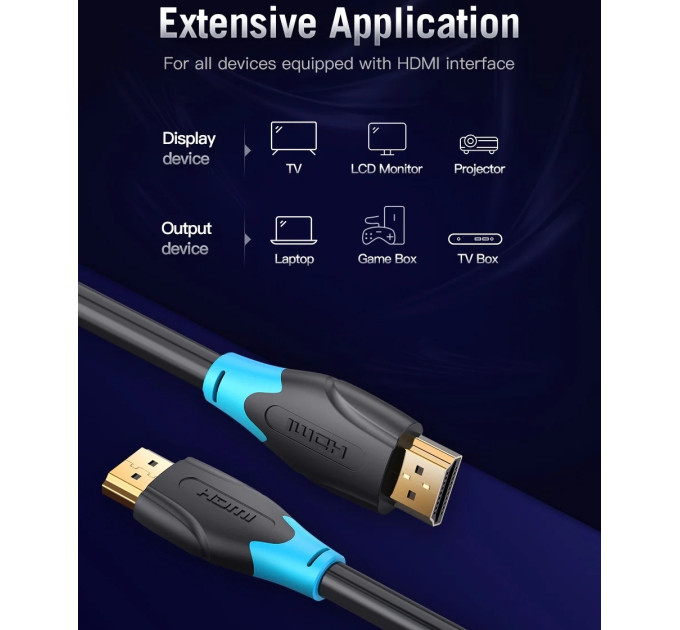 Vention Кабель мультимедійний HDMI Cable 0.75M Black VENTION (AACBE)