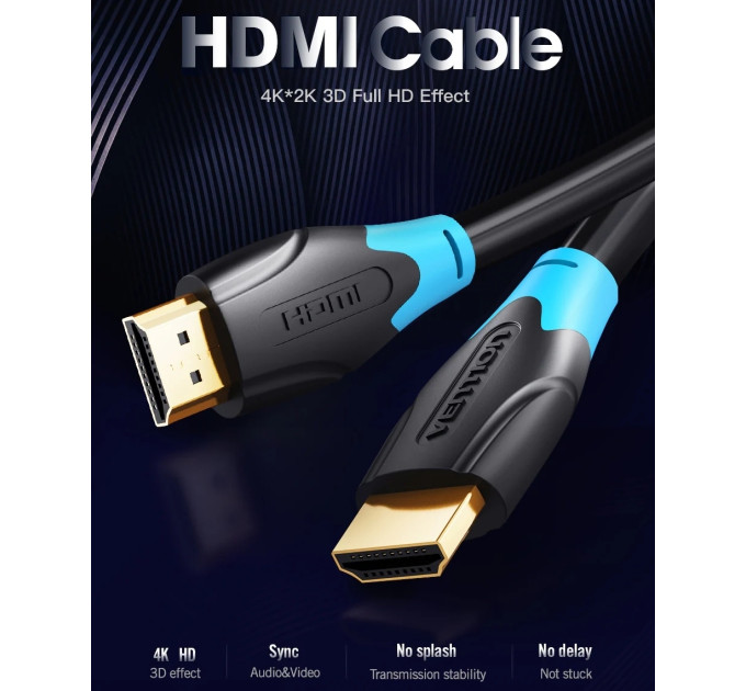 Vention Кабель мультимедійний HDMI Cable 0.75M Black VENTION (AACBE)